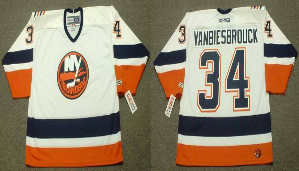 2019 Men New York Islanders #34 Vanbiesbrouck white CCM NHL jersey